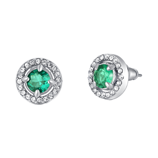 BOUCLES D'OREILLES POUR FEMMES EN ACIER ET ZIRCON CUBIQUE VERT
