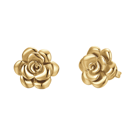 BOUCLES D'OREILLES POUR FEMMES EN ACIER DORÉ AVEC ROSE