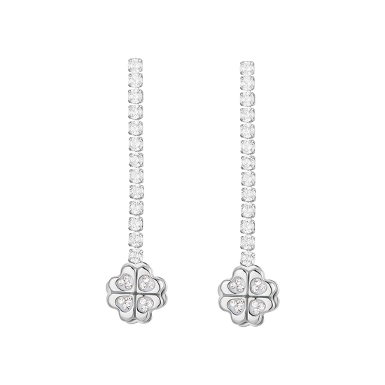 ORECCHINI TENNIS DONNA IN ACCIAIO QUADRIFOGLIO GIREVOLE