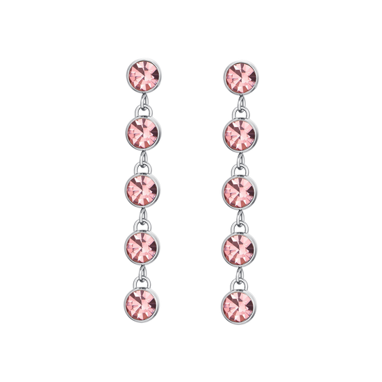 BOUCLES D'OREILLES FEMMES EN ACIER AVEC CRISTAUX ROSES