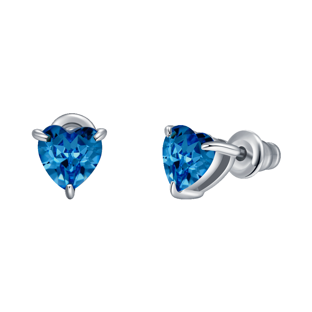 ORECCHINI DONNA IN ACCIAIO CON CUORE CRISTALLO BLU