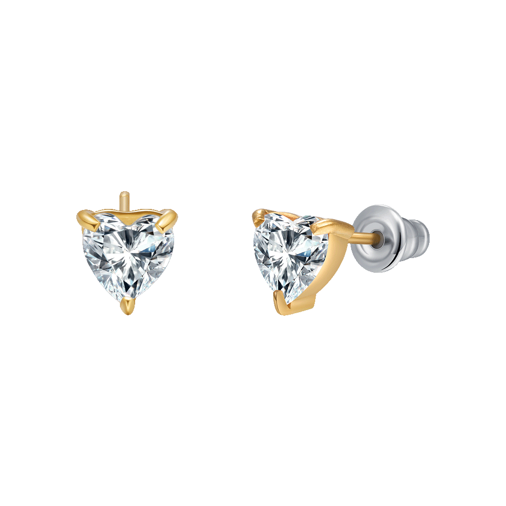 ORECCHINI DONNA IN ACCIAIO E  IP GOLD CON CUORE CRISTALLO BIANCO