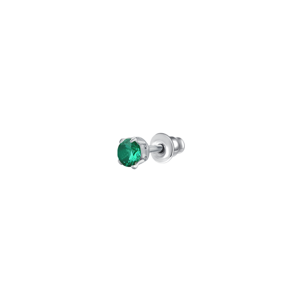 MONO ORECCHINO DONNA IN ACCIAIO CON ZIRCONE VERDE
