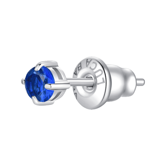 MONO ORECCHINO DONNA IN ACCIAIO CON ZIRCONE BLU