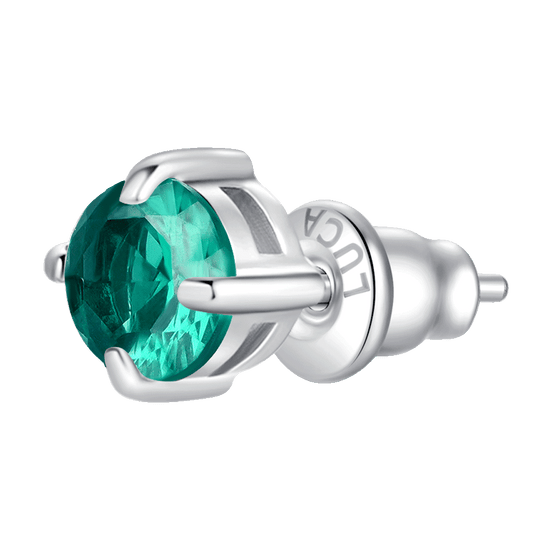 MONO ORECCHINO DONNA IN ACCIAIO CON ZIRCONE VERDE