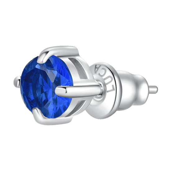 MONO ORECCHINO DONNA IN ACCIAIO CON ZIRCONE BLU