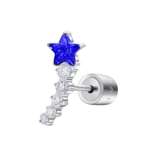 MONO ORECCHINO DONNA IN ACCIAIO STELLA E CRISTALLI BIANCHI