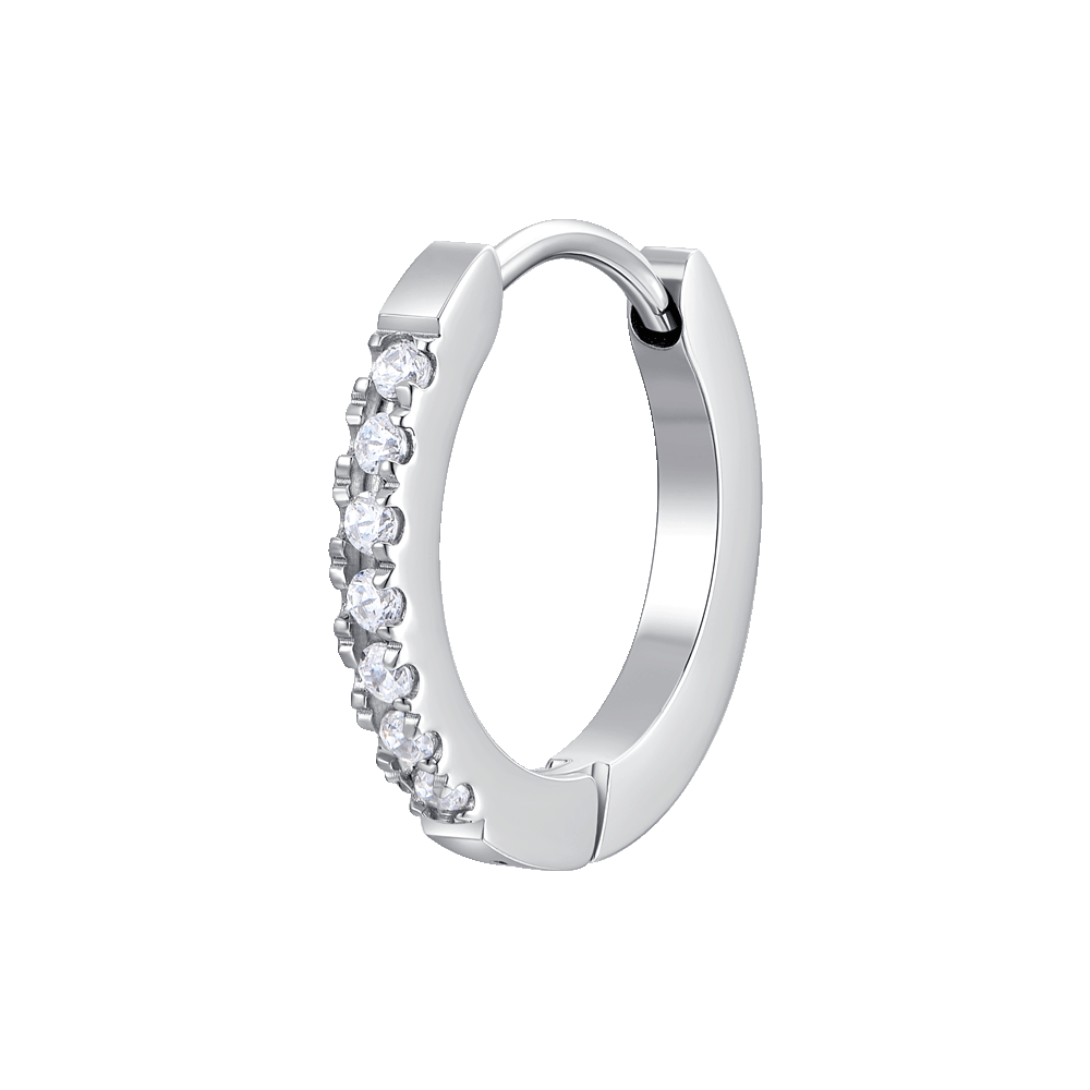 MONO ORECCHINO DONNA IN ACCIAIO  CON CRISTALLI BIANCHI