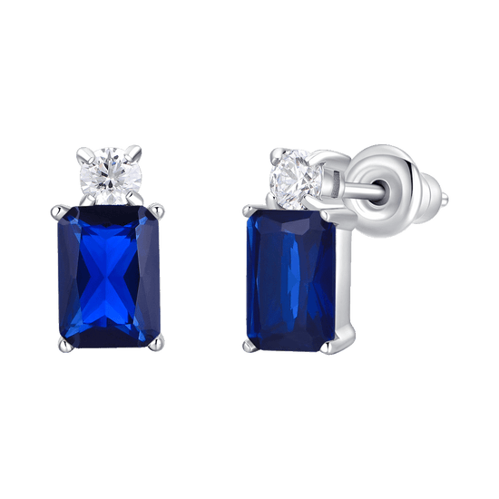 ORECCHINI DONNA IN ACCIAIO CON ZIRCONI BLU E BIANCHI