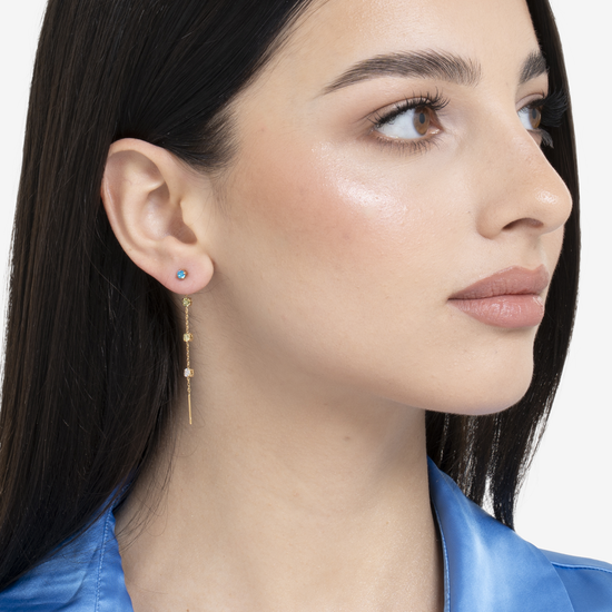 MONO ORECCHINO DONNA IN ACCIAIO IP GOLD CON CRISTALLI MULTICOLOR