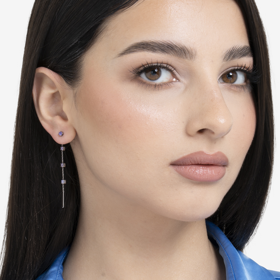 MONO ORECCHINO DONNA IN ACCIAIO CON CRISTALLI MULTICOLOR