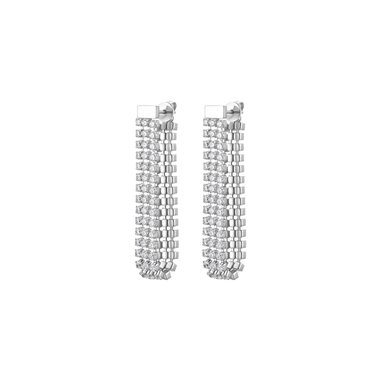 ORECCHINI TENNIS DONNA IN ACCIAIO CON ZIRCONI BIANCHI