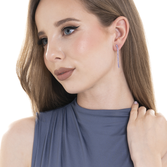 MONO ORECCHINO TENNIS DONNA IN ACCIAIO CON ZIRCONI LILLA