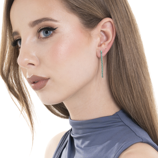 MONO ORECCHINO TENNIS DONNA IN ACCIAIO CON ZIRCONI VERDI