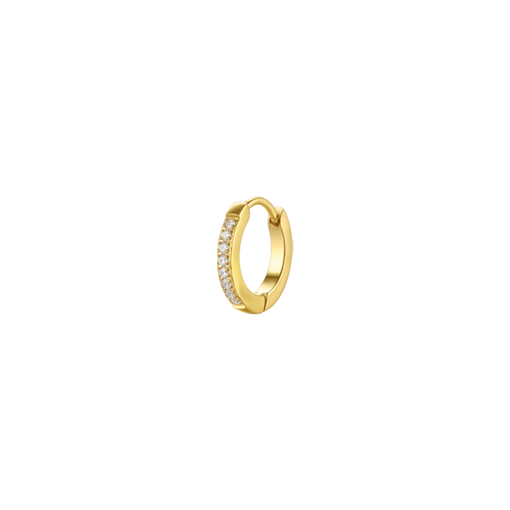 MONO ORECCHINI DONNA A CERCHIO IN ACCIAIO IP GOLD CON ZIRCONI BIANCHI