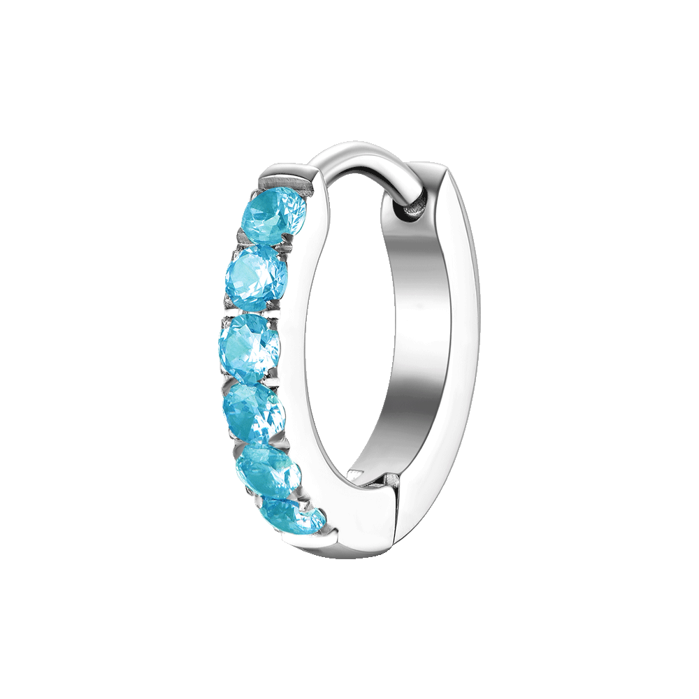 MONO ORECCHINO DONNA IN ACCIAIO CON ZIRCONI ACQUAMARINA