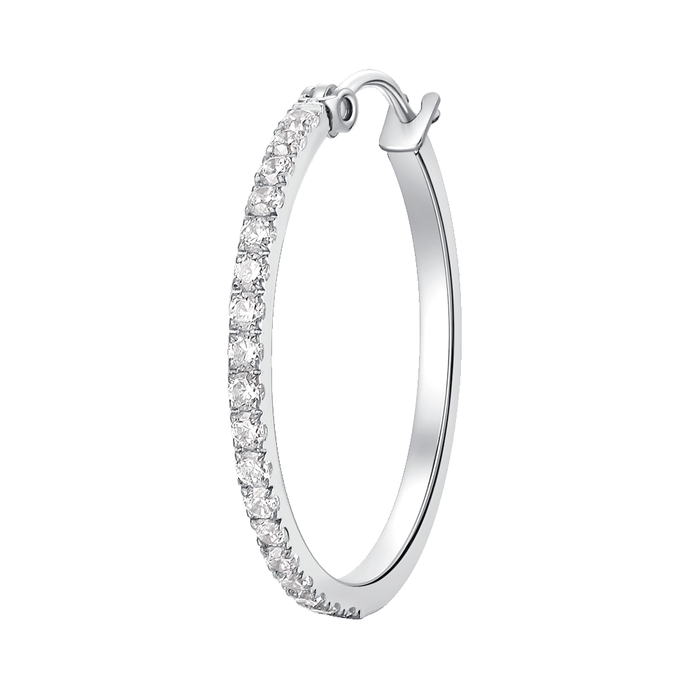 MONO ORECCHINO DONNA IN ACCIAIO CON ZIRCONI BIANCHI