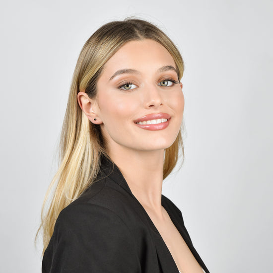 BOUCLES D'OREILLES SPOT EN ACIER AVEC CRISTAL NOIR