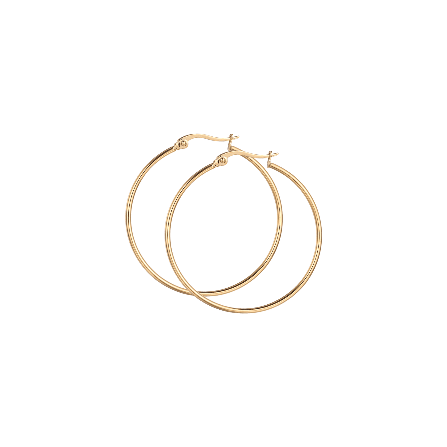 BOUCLES D'OREILLES POUR FEMMES EN ACIER PLAQUÉ OR, D'UN DIAMÈTRE DE 35 MM