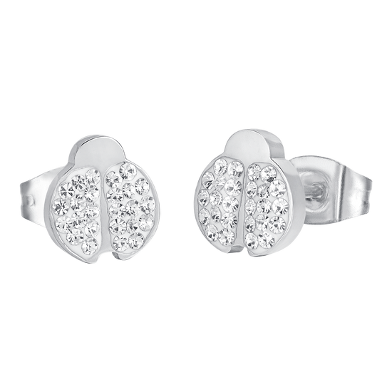 BOUCLES D'OREILLES EN ACIER POUR FEMMES AVEC COCCINELLE ET CRISTAUX