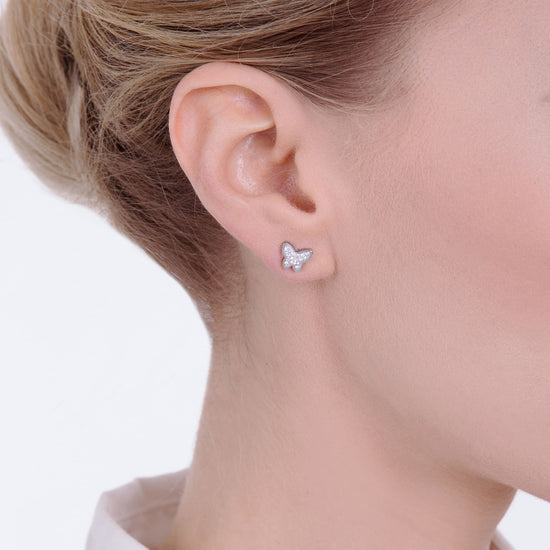 BOUCLES D'OREILLES EN ACIER POUR FEMME AVEC PAPILLON ET CRISTAUX Luca Barra