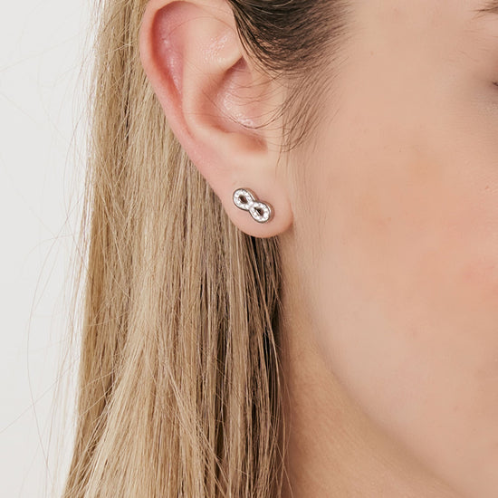 BOUCLES D'OREILLES POUR FEMMES EN ACIER AVEC INFINITE ET CRISTAUX Luca Barra