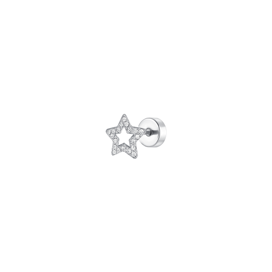 PIERCING ORECCHIO DONNA IN ACCIAIO FORMA STELLA CON ZIRCONI BIANCHI