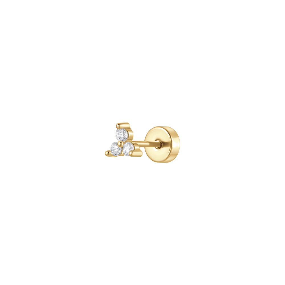 PIERCING ORECCHIO DONNAIN ACCIAIO CON ZIRCONI BIANCHI COLORE ORO