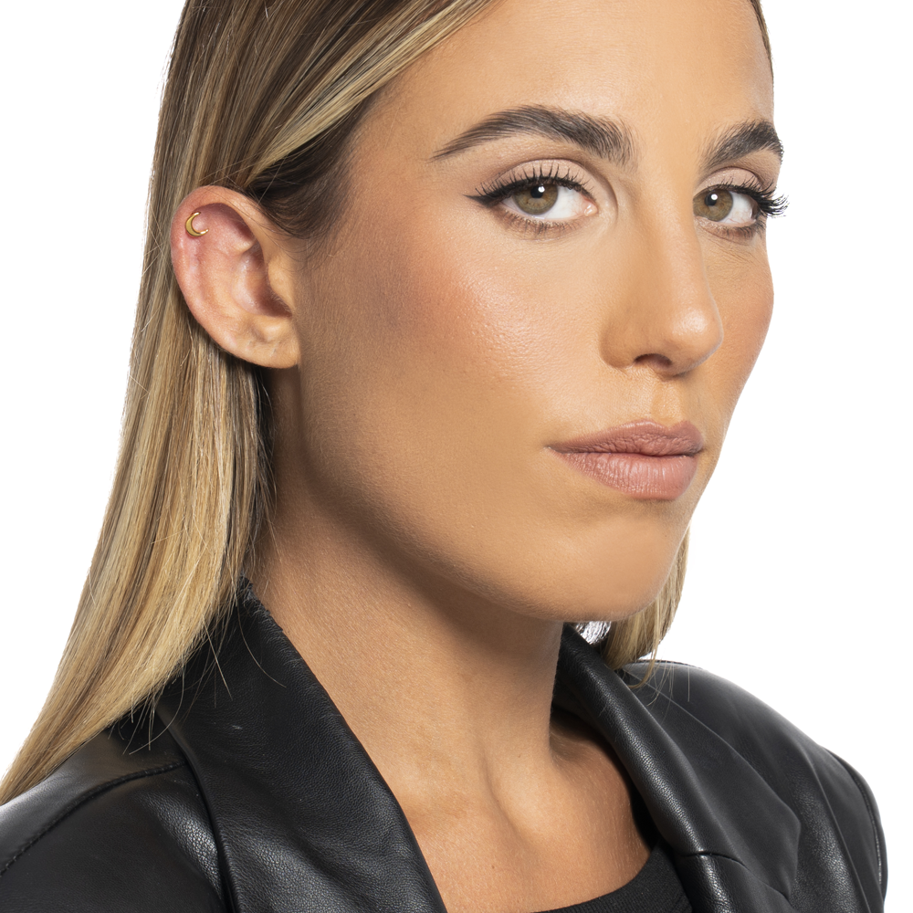 PIERCING ORECCHIO DONNA IN ACCIAIO FORMA LUNA COLORE ORO