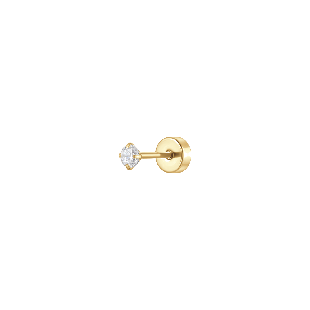 PIERCING ORECCHIO DONNA IN ACCIAIO CON ZIRCONE BIANCO COLORE ORO