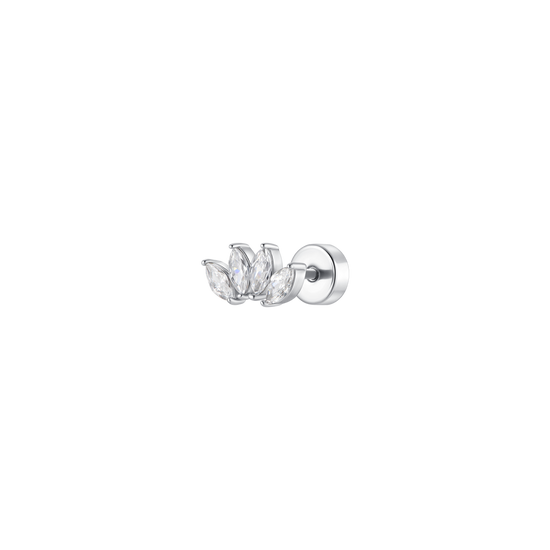 PIERCING ORECCHIO DONNA IN ACCIAIO VENTAGLIO CON ZIRCONI BIANCHI
