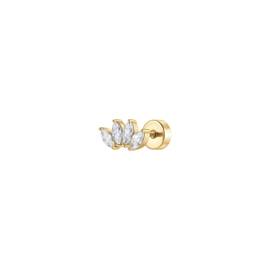PIERCING ORECCHIO DONNA IN ACCIAIO COLORE ORO VENTAGLIO ZIRCONI BIANCHI