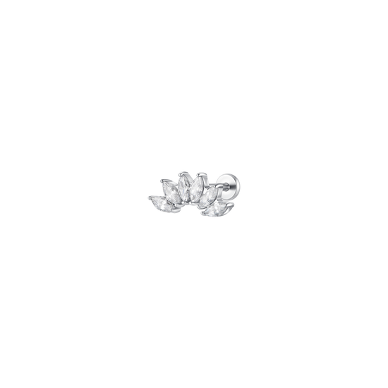 PIERCING ORECCHIO DONNA IN ACCIAIO VENTAGLIO ZIRCONI BIANCHI
