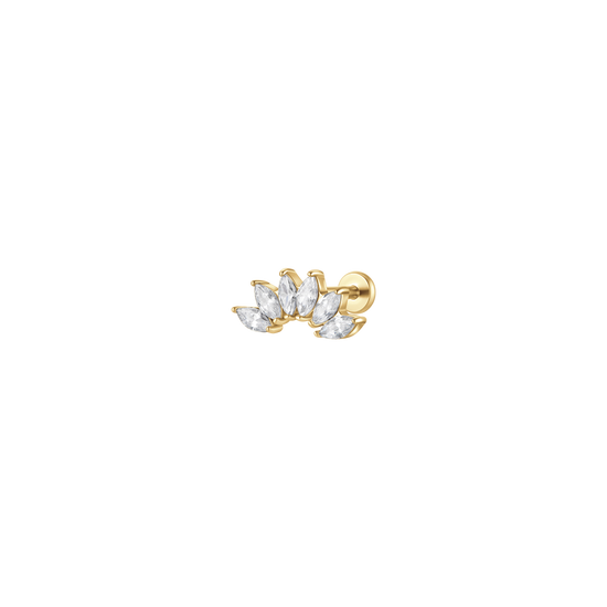 PIERCING ORECCHIO DONNA IN ACCIAIO COLORE ORO VENTAGLIO ZIRCONI BIANCHI
