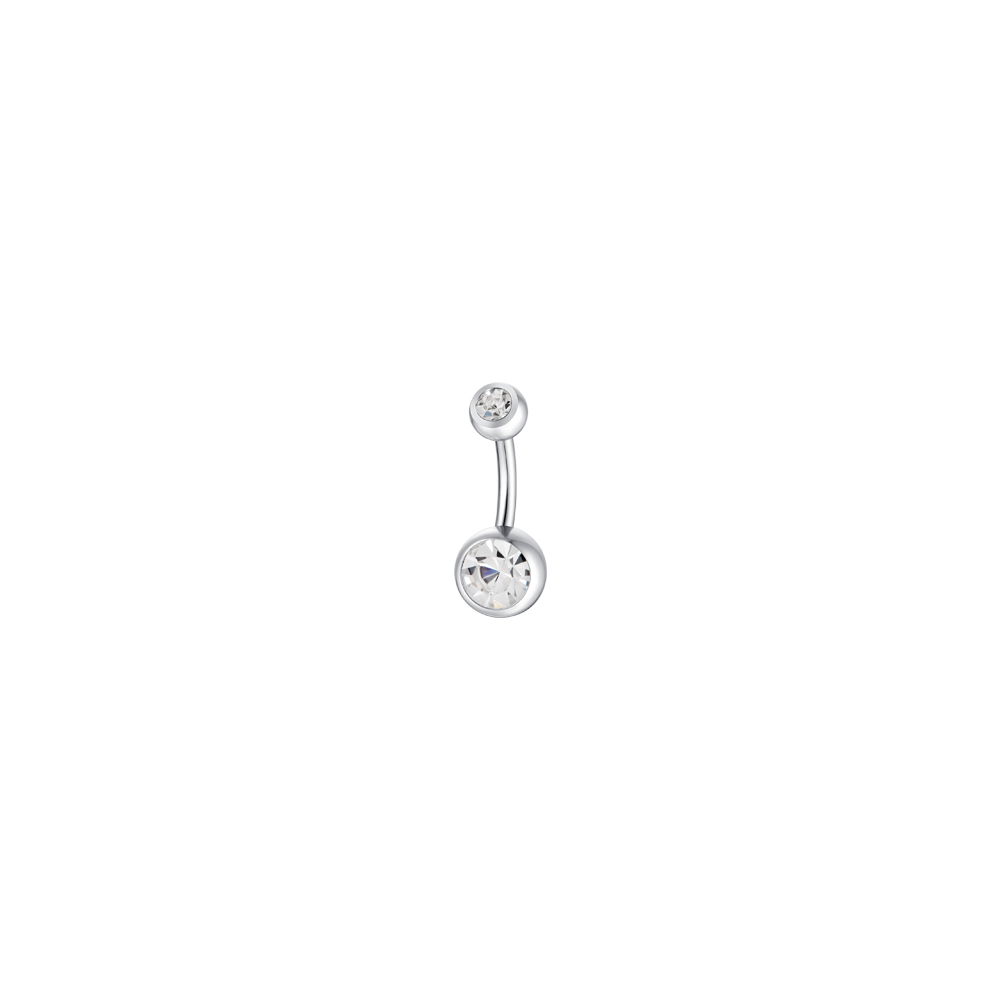 PIERCING OMBELICO DONNA IN ACCIAIO CON SFERICA ZIRCONI BIANCHI