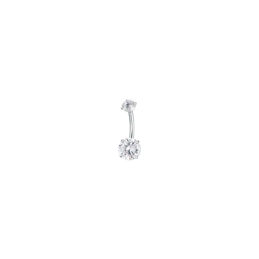 PIERCING OMBELICO DONNA IN ACCIAIO CON ZIRCONI BIANCHI