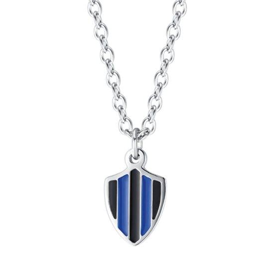 COLLIER D'ENFANT EN ACIER AVEC ENAMELAGE NOIR ET BLEU Luca Barra