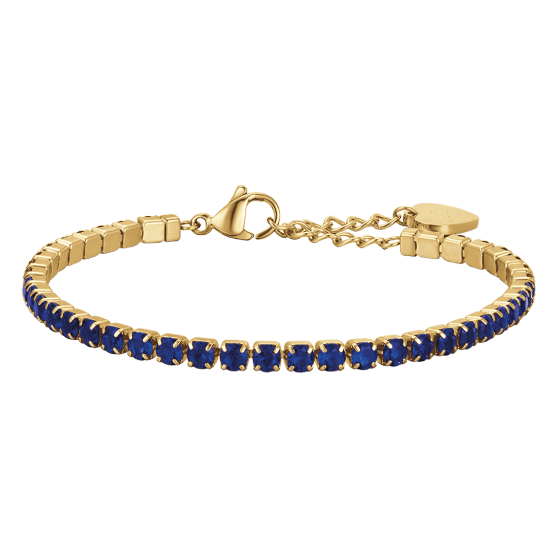 BRACELET TENNIS POUR FEMME EN ACIER OR IP AVEC CRISTAUX BLEUS Luca Barra